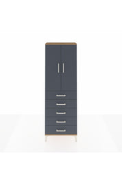Arges Dolap Tek Raflı 5 Çekmeceli Tek Askılı 60x30x182 Çam-Antrasit