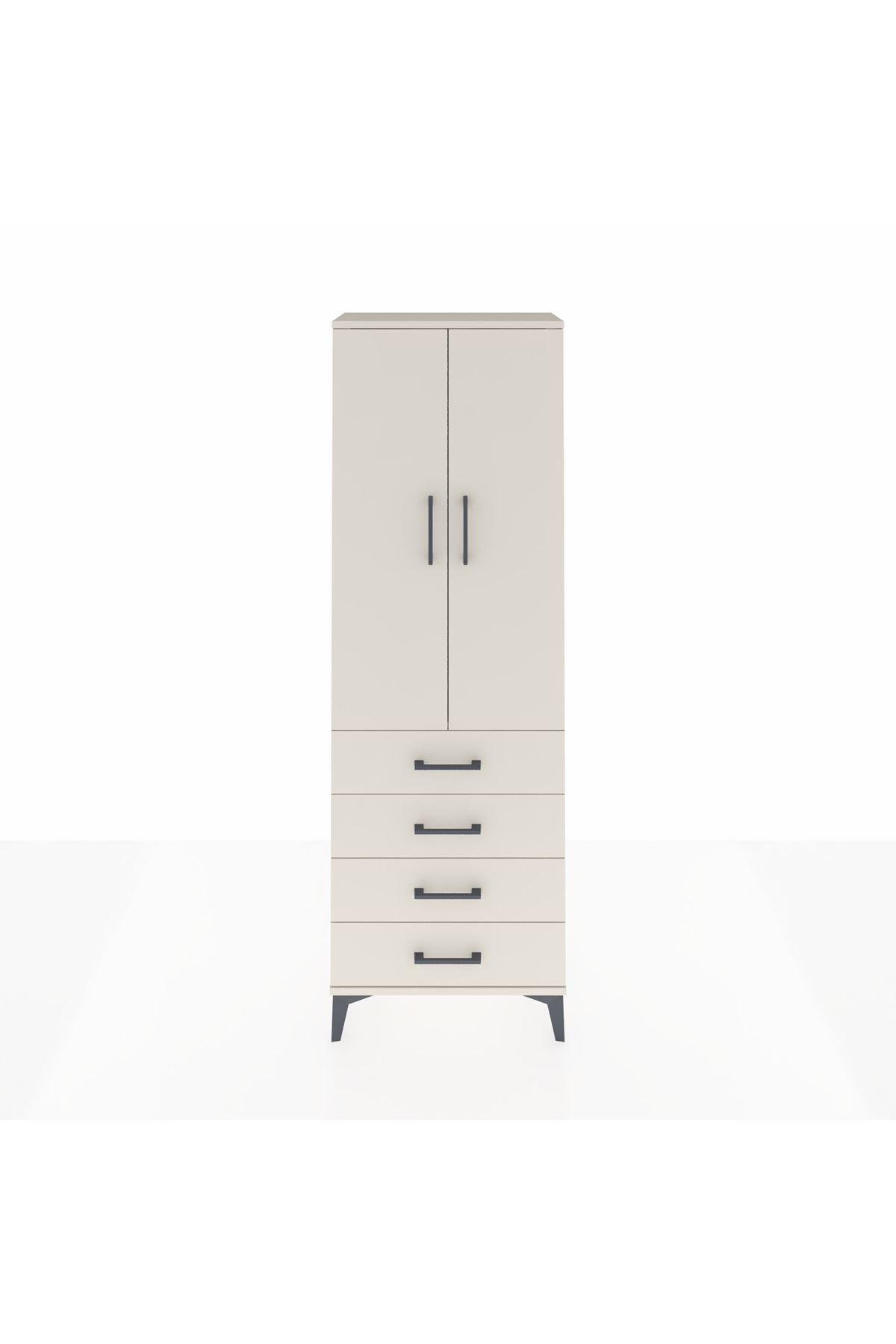 Arges Dolap Tek Raflı 4 Çekmeceli Tek Askılı 60x30x182 Aytaşı-Aytaşı