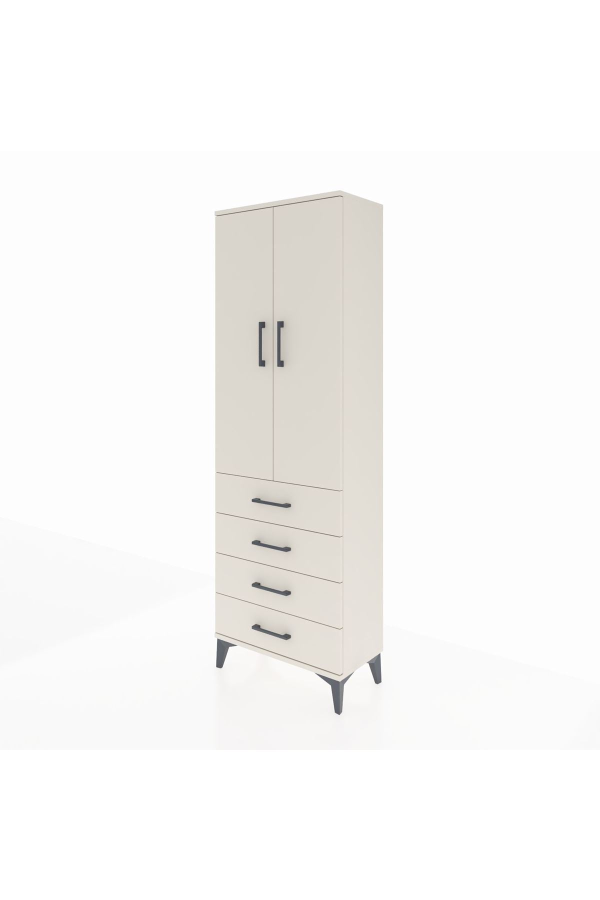 Arges Dolap Tek Raflı 4 Çekmeceli Tek Askılı 60x30x182 Aytaşı-Aytaşı