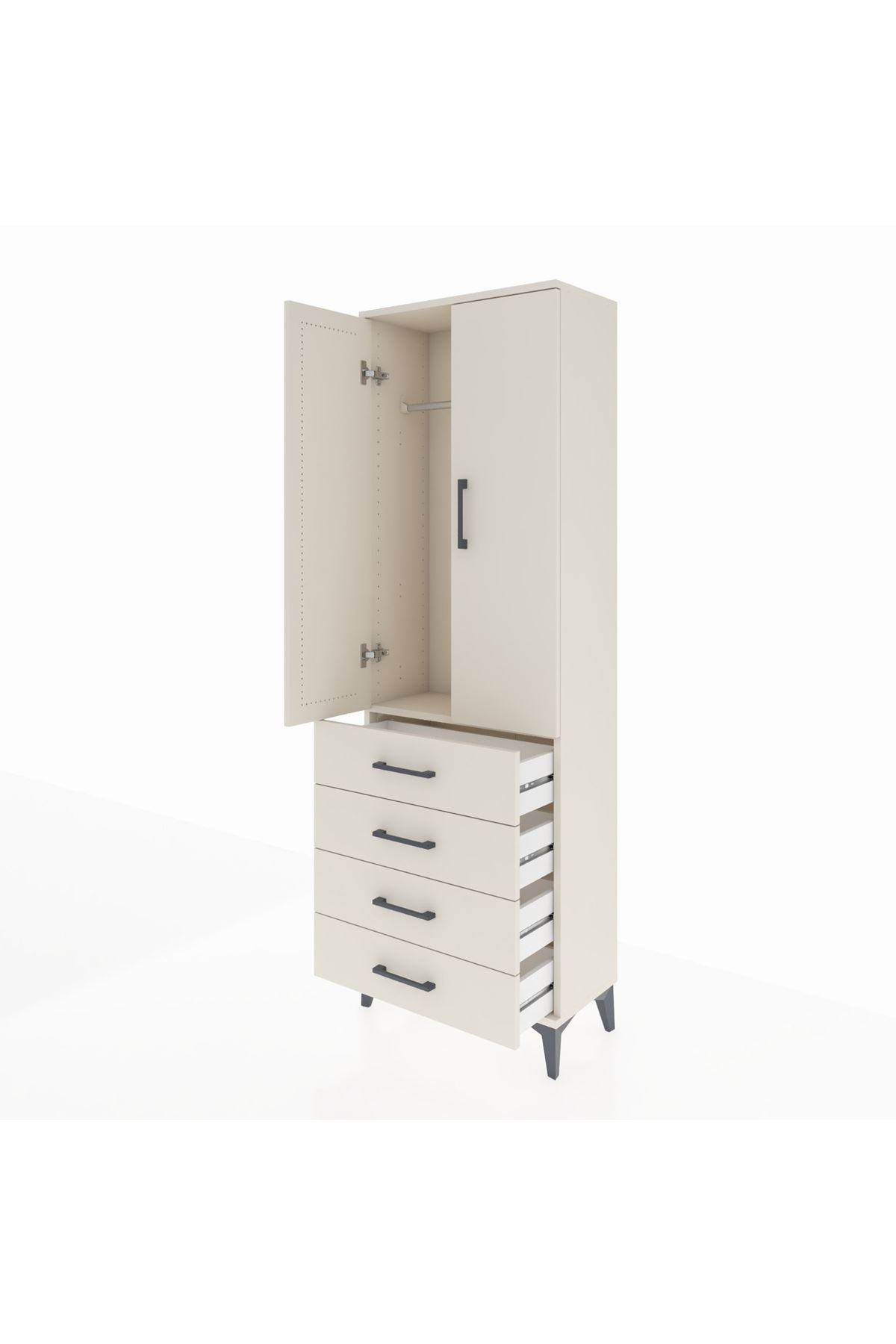 Arges Dolap Tek Raflı 4 Çekmeceli Tek Askılı 60x30x182 Aytaşı-Aytaşı