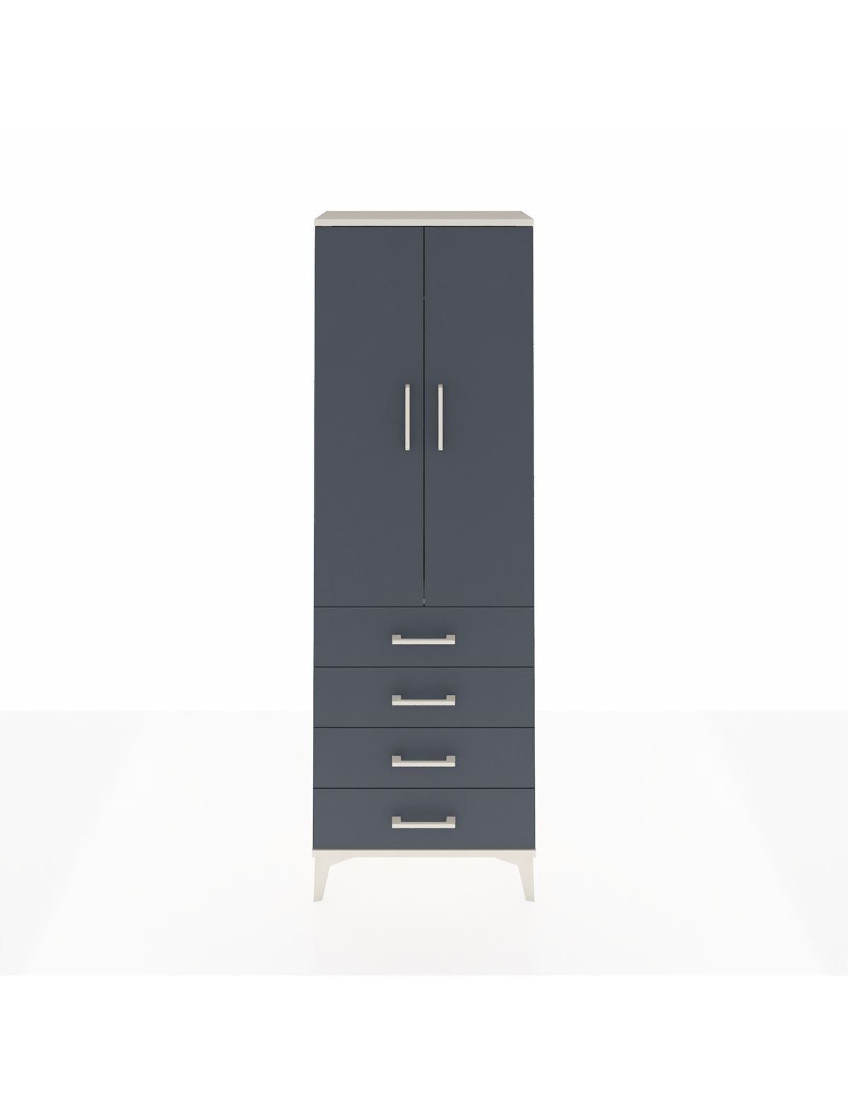 Arges Dolap Tek Raflı 4 Çekmeceli Tek Askılı 60x30x182 Aytaşı-Antrasit