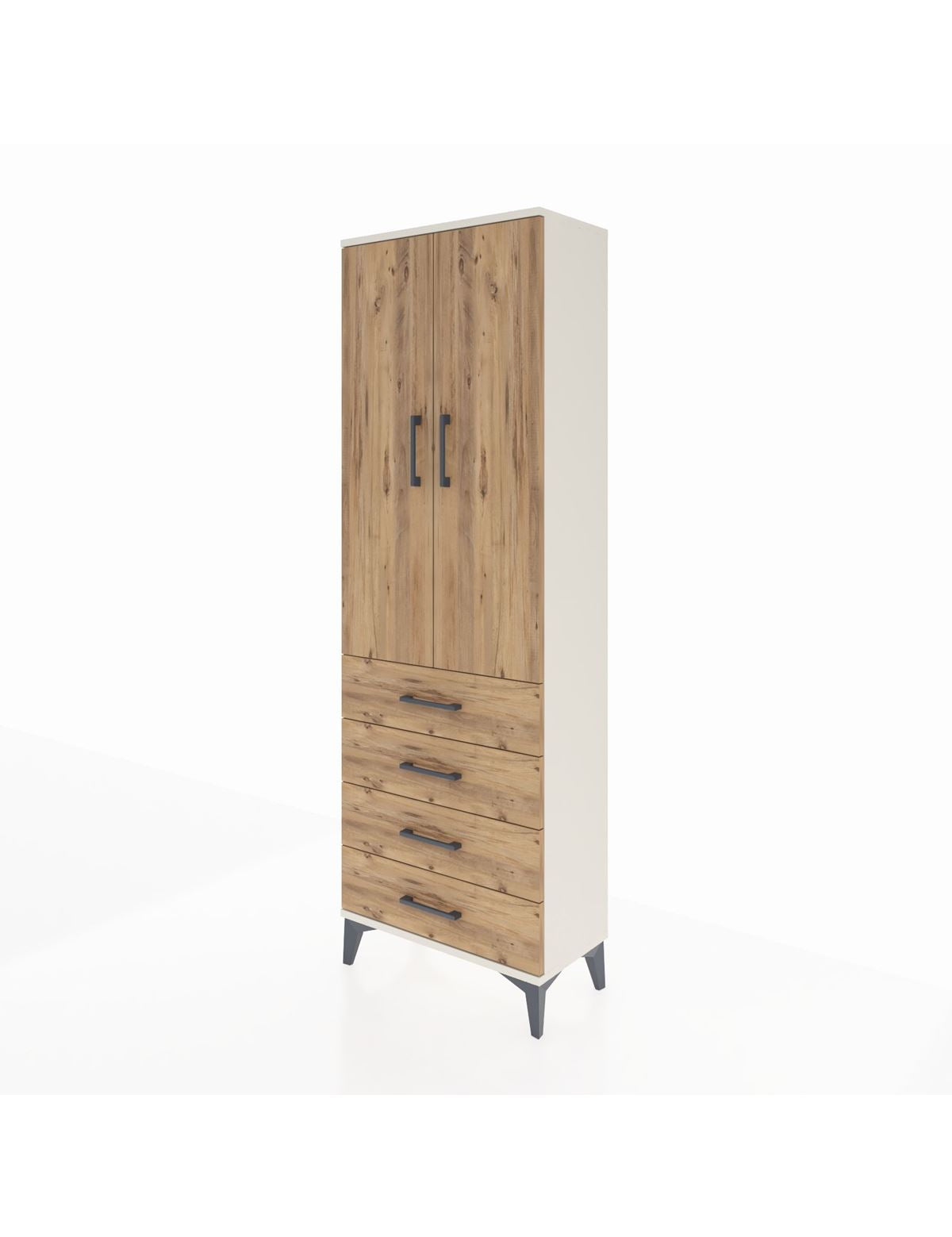 Arges Dolap Tek Raflı 4 Çekmeceli Tek Askılı 60x30x182 - S23M027V3A