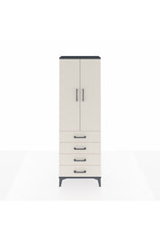 Arges Dolap Tek Raflı 4 Çekmeceli Tek Askılı 60x30x182 Antrasit-Aytaşı