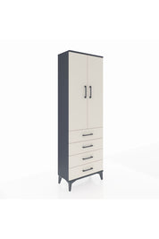 Arges Dolap Tek Raflı 4 Çekmeceli Tek Askılı 60x30x182 Antrasit-Aytaşı