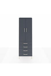 Arges Dolap Tek Raflı 4 Çekmeceli Tek Askılı 60x30x182 Antrasit-Antrasit