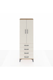 Arges Dolap Tek Raflı 4 Çekmeceli Tek Askılı 60x30x182 Çam-Aytaşı