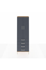 Arges Dolap Tek Raflı 4 Çekmeceli Tek Askılı 60x30x182 Çam-Antrasit