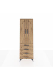 Arges Dolap Tek Raflı 4 Çekmeceli Tek Askılı 60x30x182 Çam-Çam