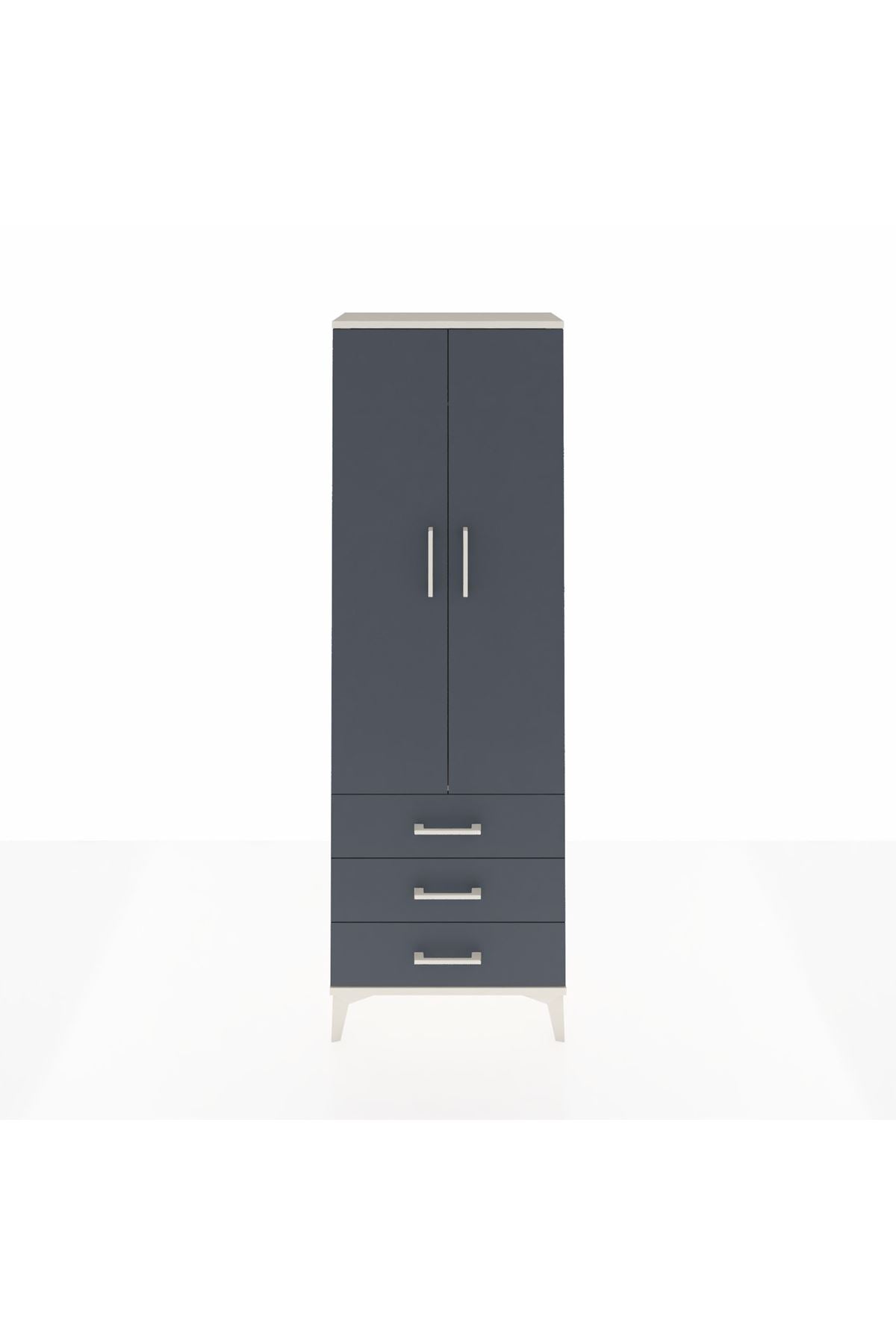 Arges Dolap Tek Raflı 3 Çekmeceli Tek Askılı 60x30x182 Aytaşı-Antrasit