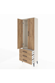 Arges Dolap Tek Raflı 3 Çekmeceli Tek Askılı 60x30x182 Aytaşı-Çam