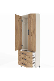 Arges Dolap Tek Raflı 3 Çekmeceli Tek Askılı 60x30x182 Aytaşı-Çam