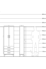 Arges Dolap Tek Raflı 3 Çekmeceli Tek Askılı 60x30x182 Aytaşı-Çam