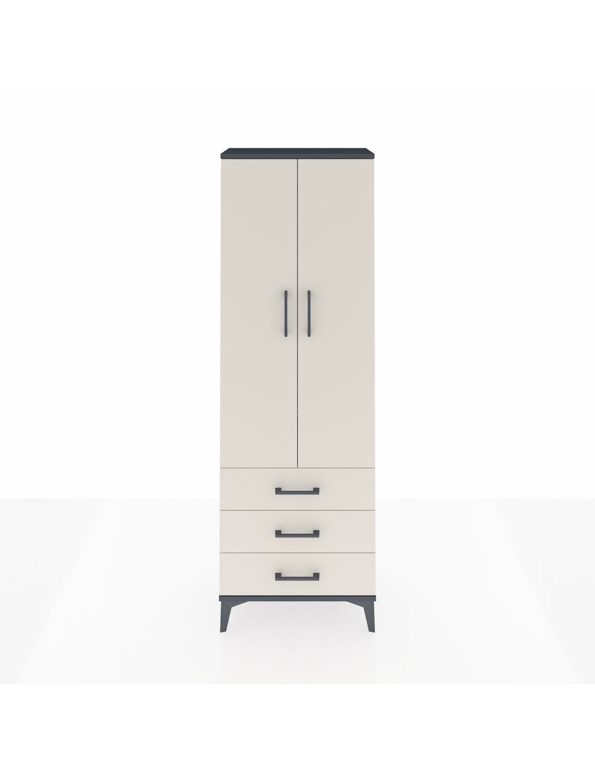 Arges Dolap Tek Raflı 3 Çekmeceli Tek Askılı 60x30x182 Antrasit-Aytaşı