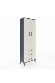 Arges Dolap Tek Raflı 3 Çekmeceli Tek Askılı 60x30x182 Antrasit-Aytaşı