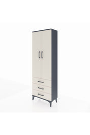 Arges Dolap Tek Raflı 3 Çekmeceli Tek Askılı 60x30x182 Antrasit-Aytaşı
