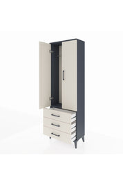 Arges Dolap Tek Raflı 3 Çekmeceli Tek Askılı 60x30x182 Antrasit-Aytaşı