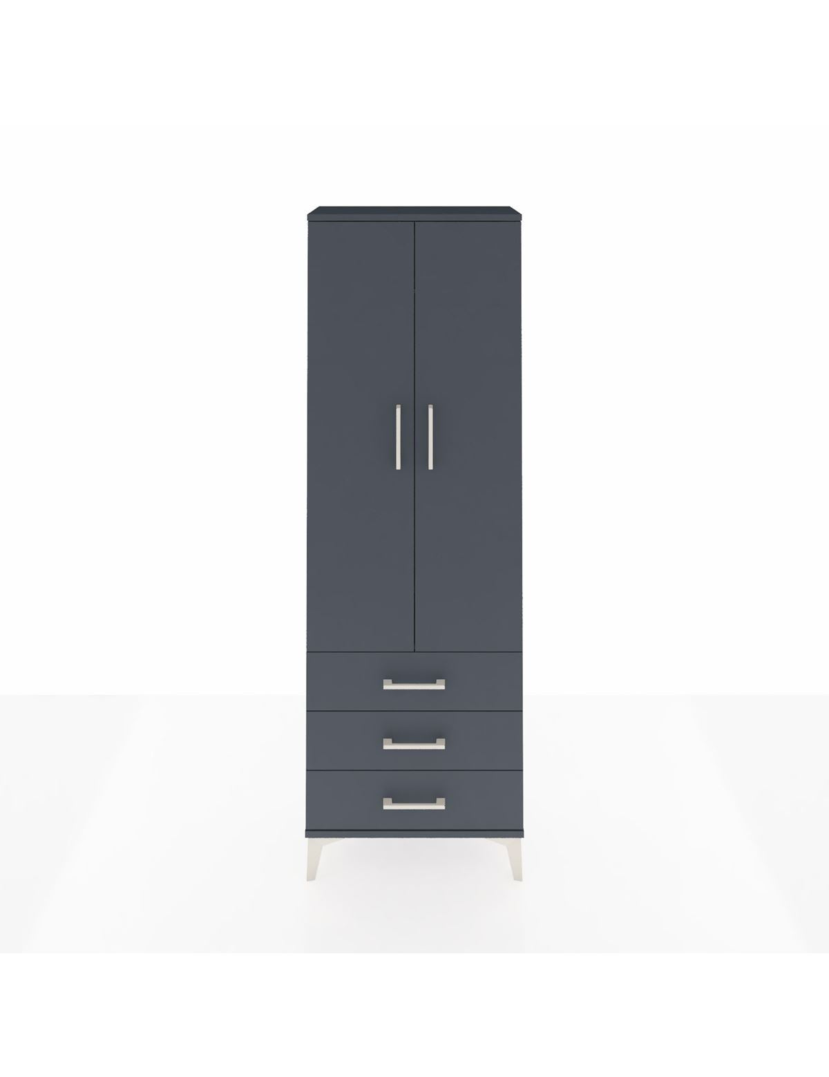 Arges Dolap Tek Raflı 3 Çekmeceli Tek Askılı 60x30x182 Antrasit-Antrasit