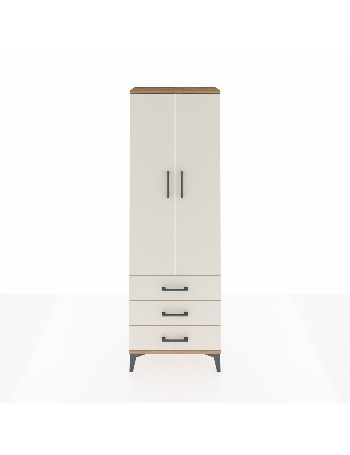 Arges Dolap Tek Raflı 3 Çekmeceli Tek Askılı 60x30x182 Çam-Aytaşı