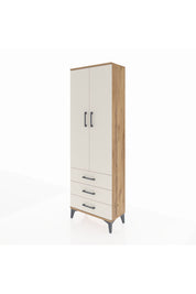 Arges Dolap Tek Raflı 3 Çekmeceli Tek Askılı 60x30x182 Çam-Aytaşı