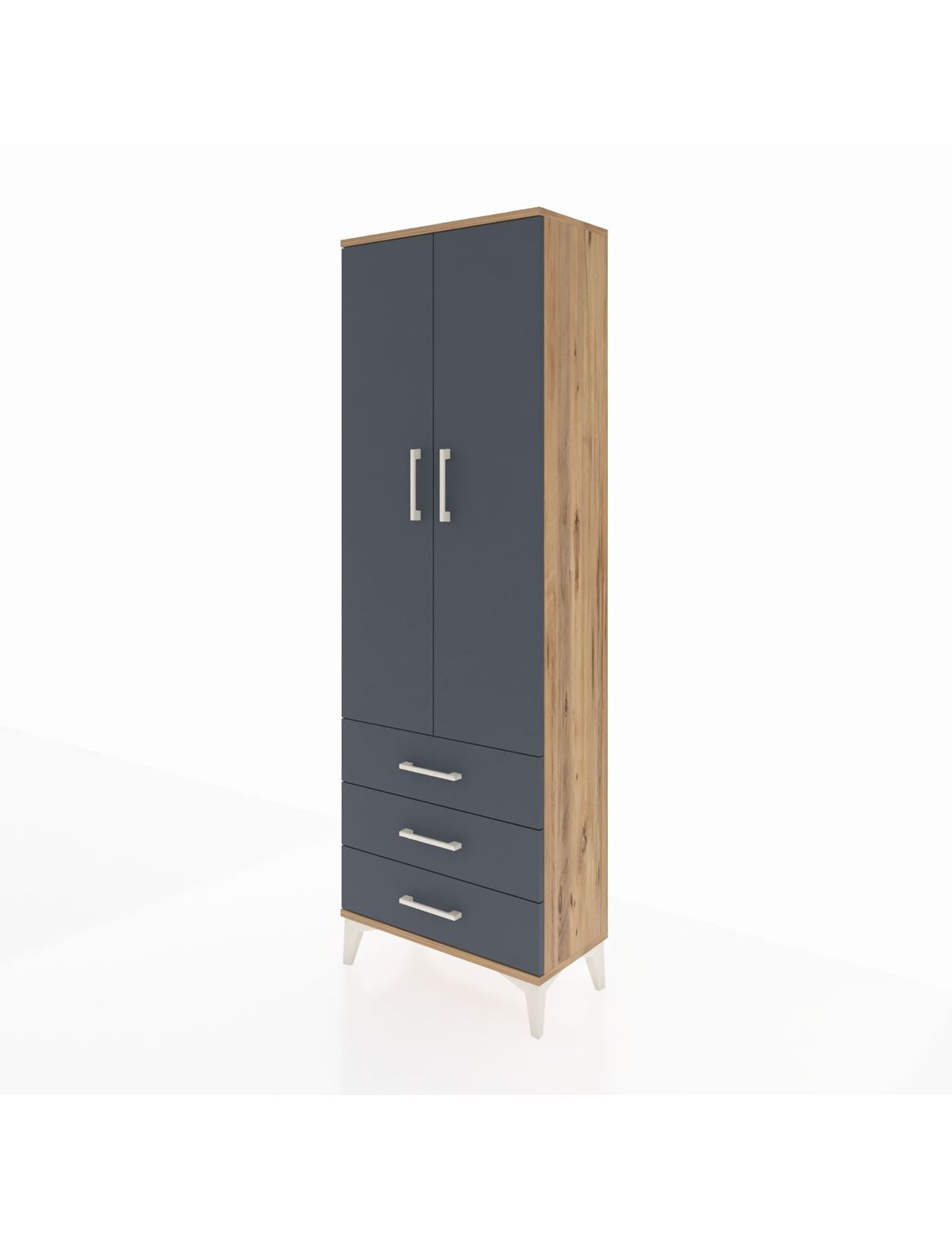 Arges Dolap Tek Raflı 3 Çekmeceli Tek Askılı 60x30x182 - S23M028V8A