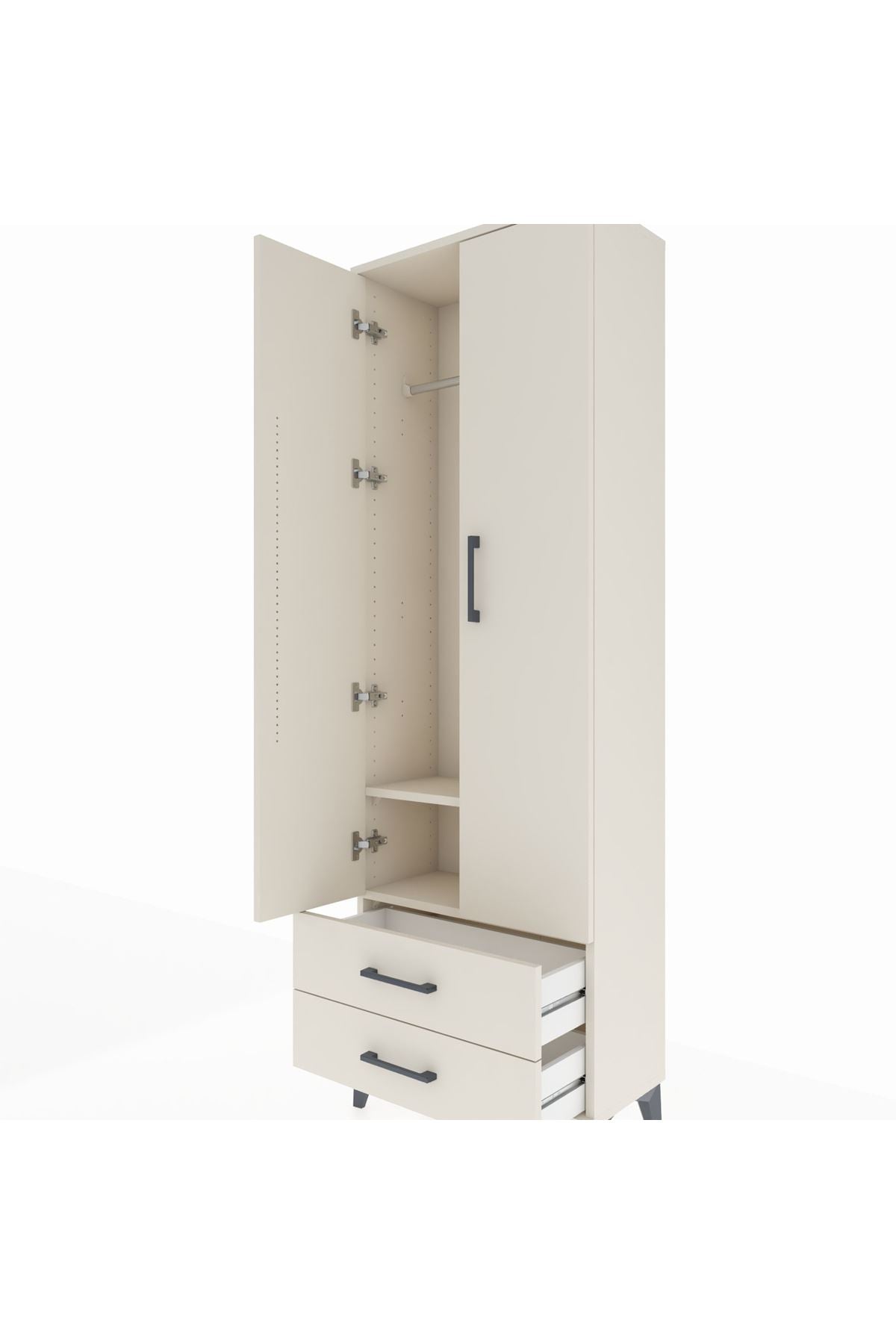 Arges Dolap 2 Raflı 2 Çekmeceli Tek Askılı 60x30x182 Aytaşı-Aytaşı