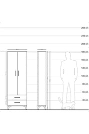 Arges Dolap 2 Raflı 2 Çekmeceli Tek Askılı 60x30x182 Aytaşı-Aytaşı