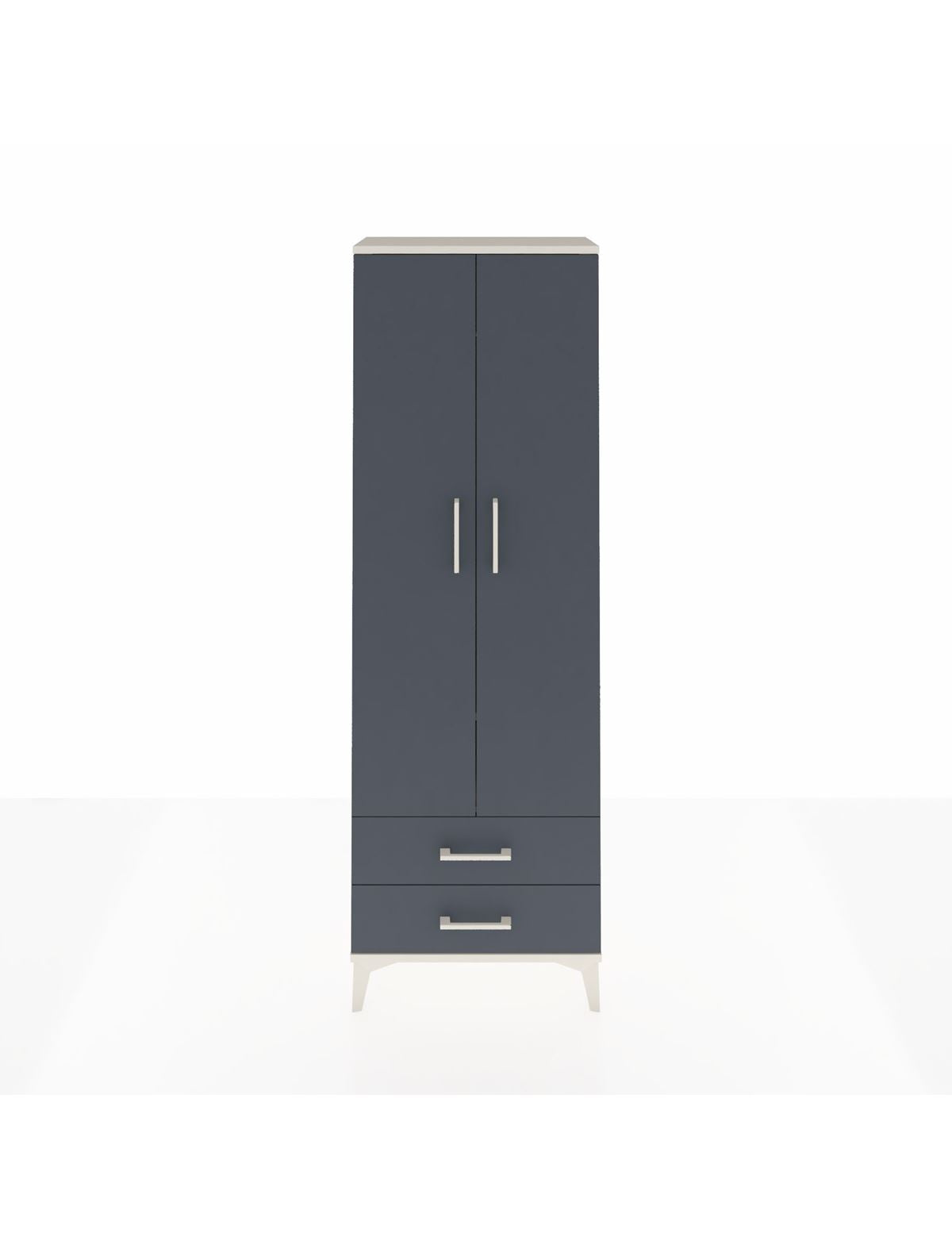 Arges Dolap 2 Raflı 2 Çekmeceli Tek Askılı 60x30x182 Aytaşı-Antrasit