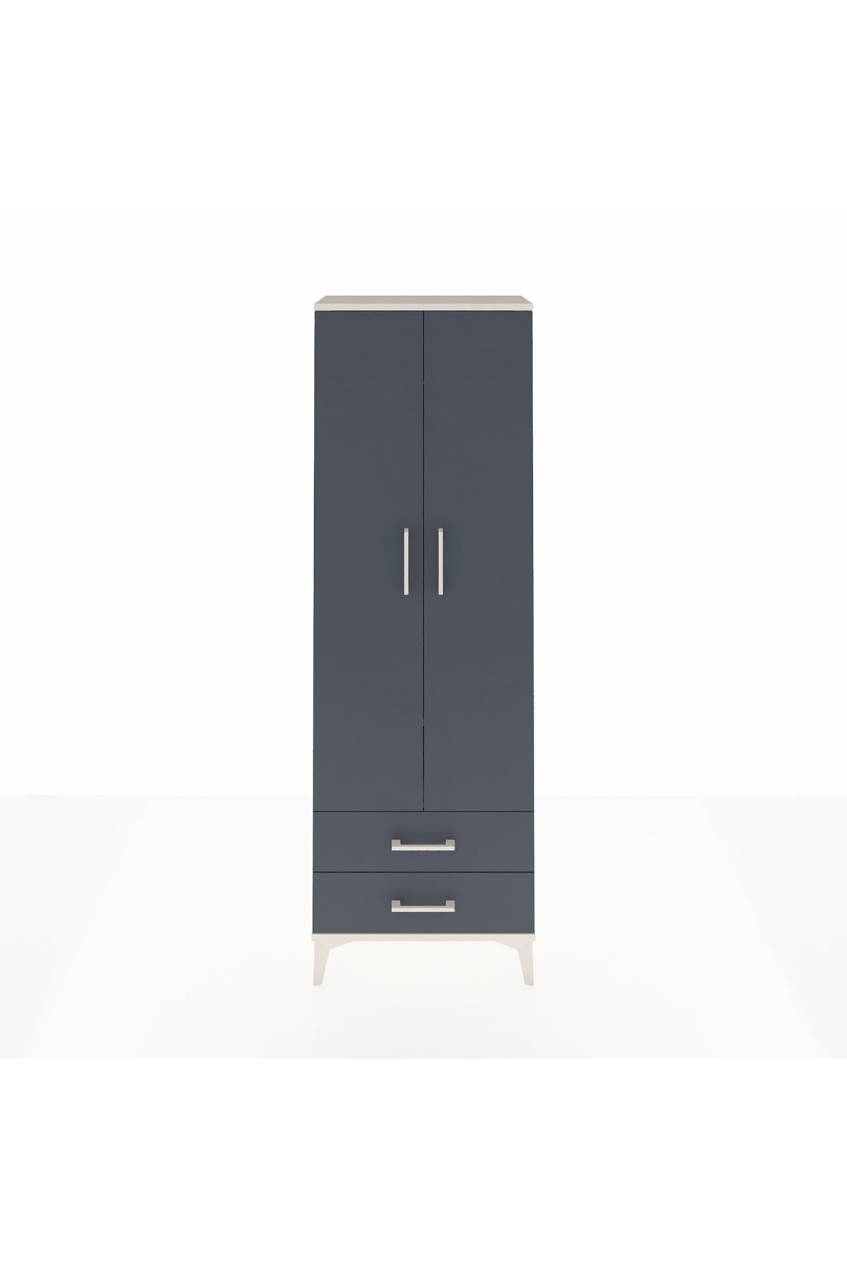 Arges Dolap 2 Raflı 2 Çekmeceli Tek Askılı 60x30x182 Aytaşı-Antrasit