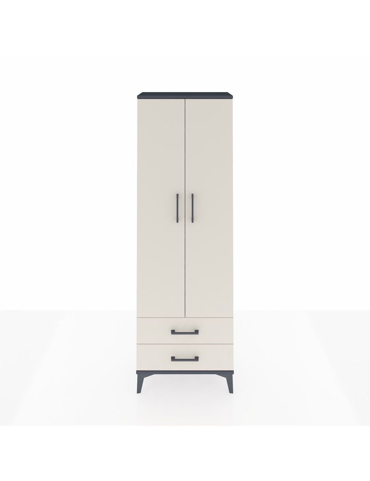 Arges Dolap 2 Raflı 2 Çekmeceli Tek Askılı 60x30x182 Antrasit-Aytaşı