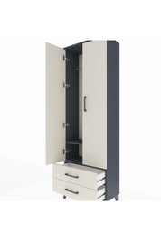 Arges Dolap 2 Raflı 2 Çekmeceli Tek Askılı 60x30x182 Antrasit-Aytaşı
