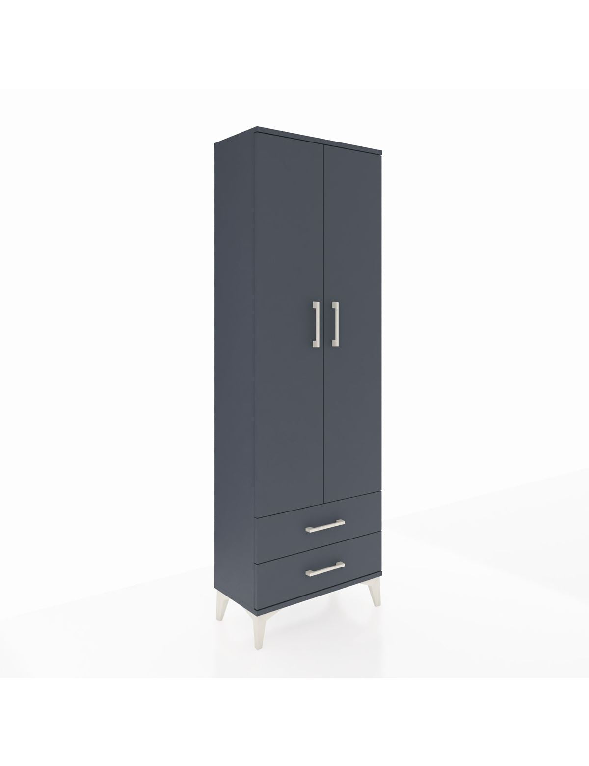 Arges Dolap 2 Raflı 2 Çekmeceli Tek Askılı 60x30x182 Antrasit-Antrasit