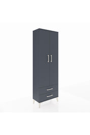 Arges Dolap 2 Raflı 2 Çekmeceli Tek Askılı 60x30x182 Antrasit-Antrasit