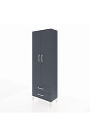 Arges Dolap 2 Raflı 2 Çekmeceli Tek Askılı 60x30x182 Antrasit-Antrasit