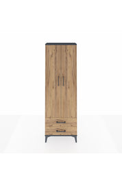 Arges Dolap 2 Raflı 2 Çekmeceli Tek Askılı 60x30x182 Antrasit-Çam