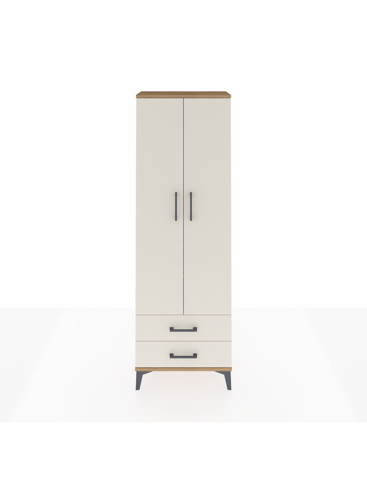 Arges Dolap 2 Raflı 2 Çekmeceli Tek Askılı 60x30x182 Çam-Aytaşı