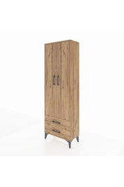 Arges Dolap 2 Raflı 2 Çekmeceli Tek Askılı 60x30x182 Çam-Çam