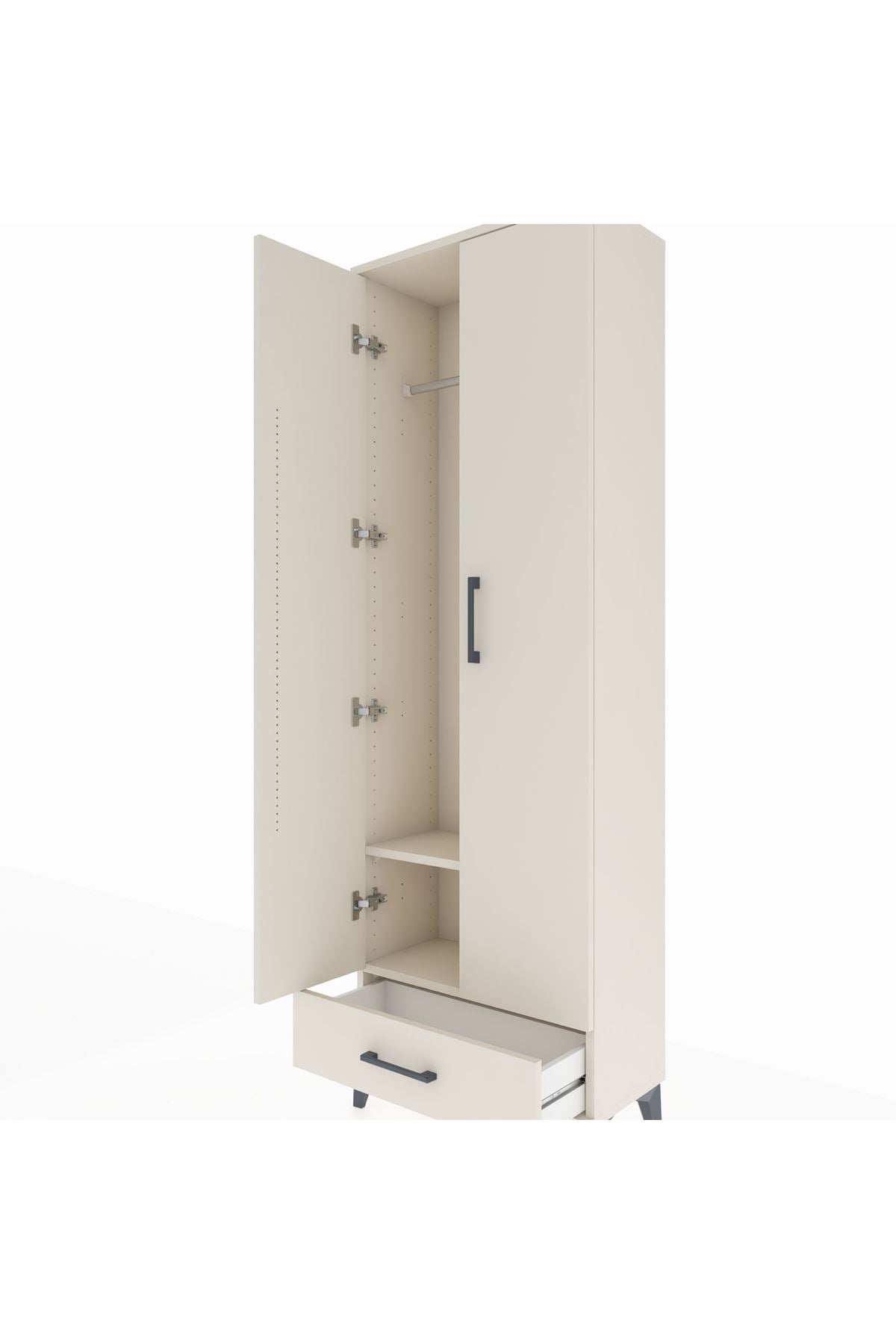 Arges Dolap 2 Raflı Tek Çekmeceli Tek Askılı 60x30x182 Aytaşı-Aytaşı