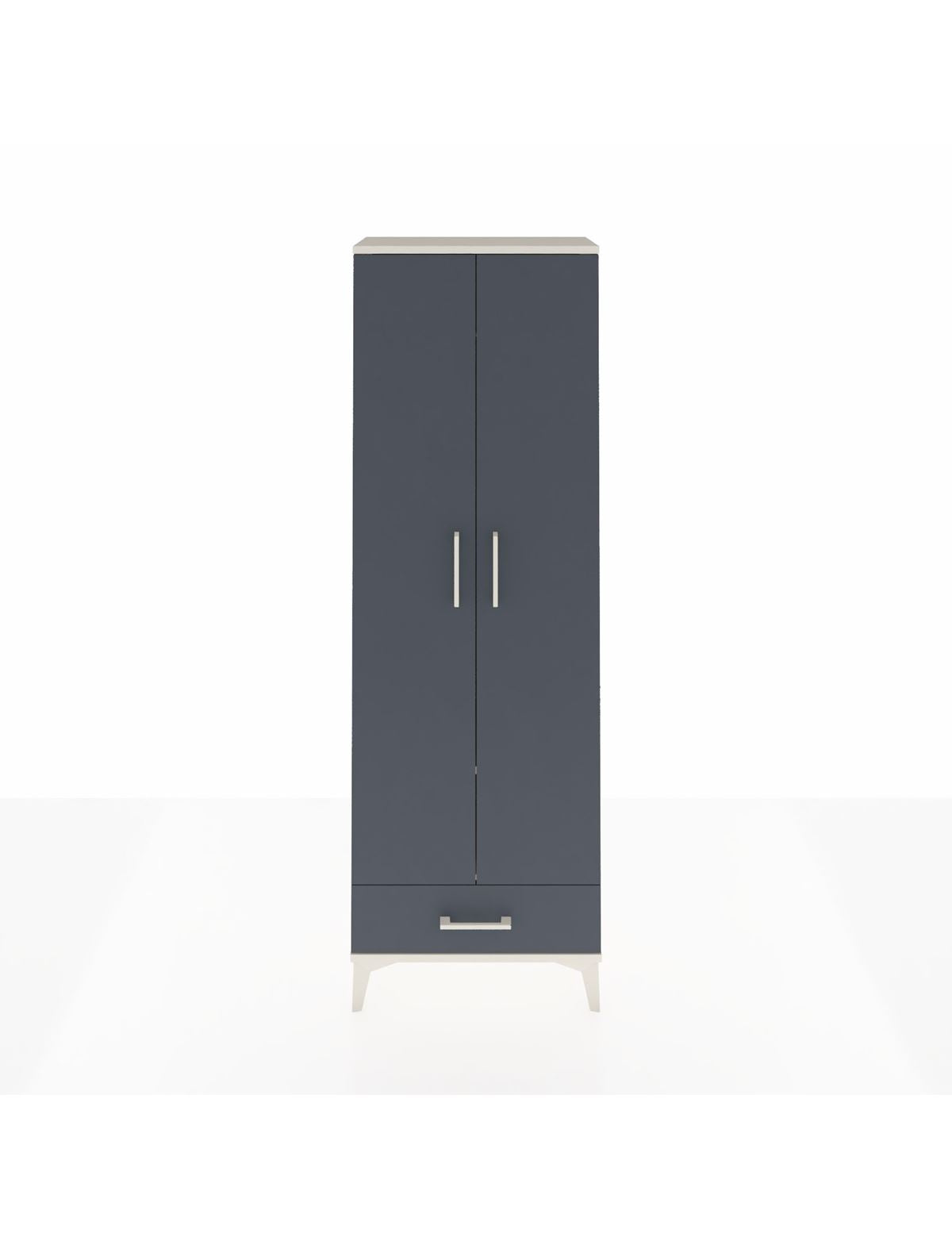 Arges Dolap 2 Raflı Tek Çekmeceli Tek Askılı 60x30x182 Aytaşı-Antrasit