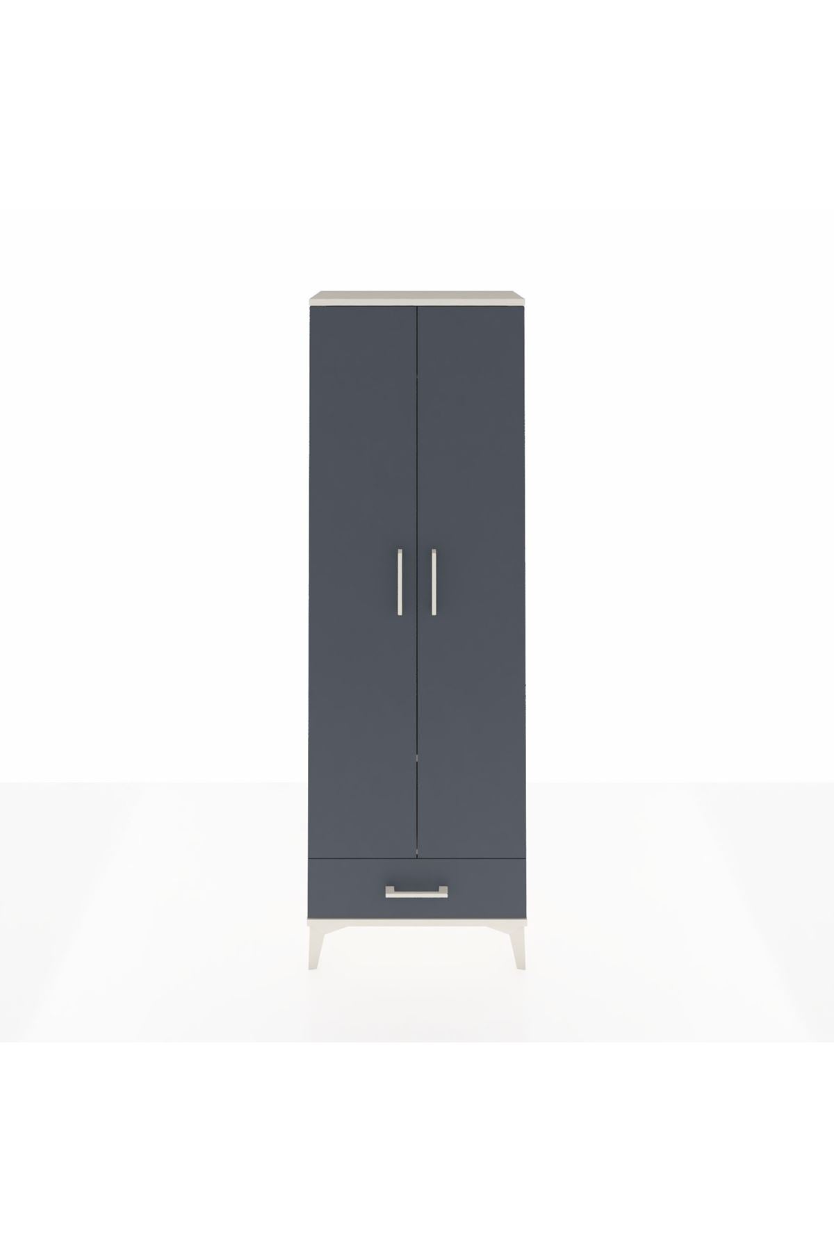 Arges Dolap 2 Raflı Tek Çekmeceli Tek Askılı 60x30x182 Aytaşı-Antrasit