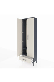 Arges Dolap 2 Raflı Tek Çekmeceli Tek Askılı 60x30x182 Antrasit-Aytaşı
