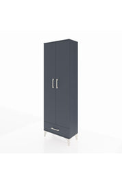 Arges Dolap 2 Raflı Tek Çekmeceli Tek Askılı 60x30x182 Antrasit-Antrasit