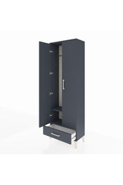 Arges Dolap 2 Raflı Tek Çekmeceli Tek Askılı 60x30x182 Antrasit-Antrasit