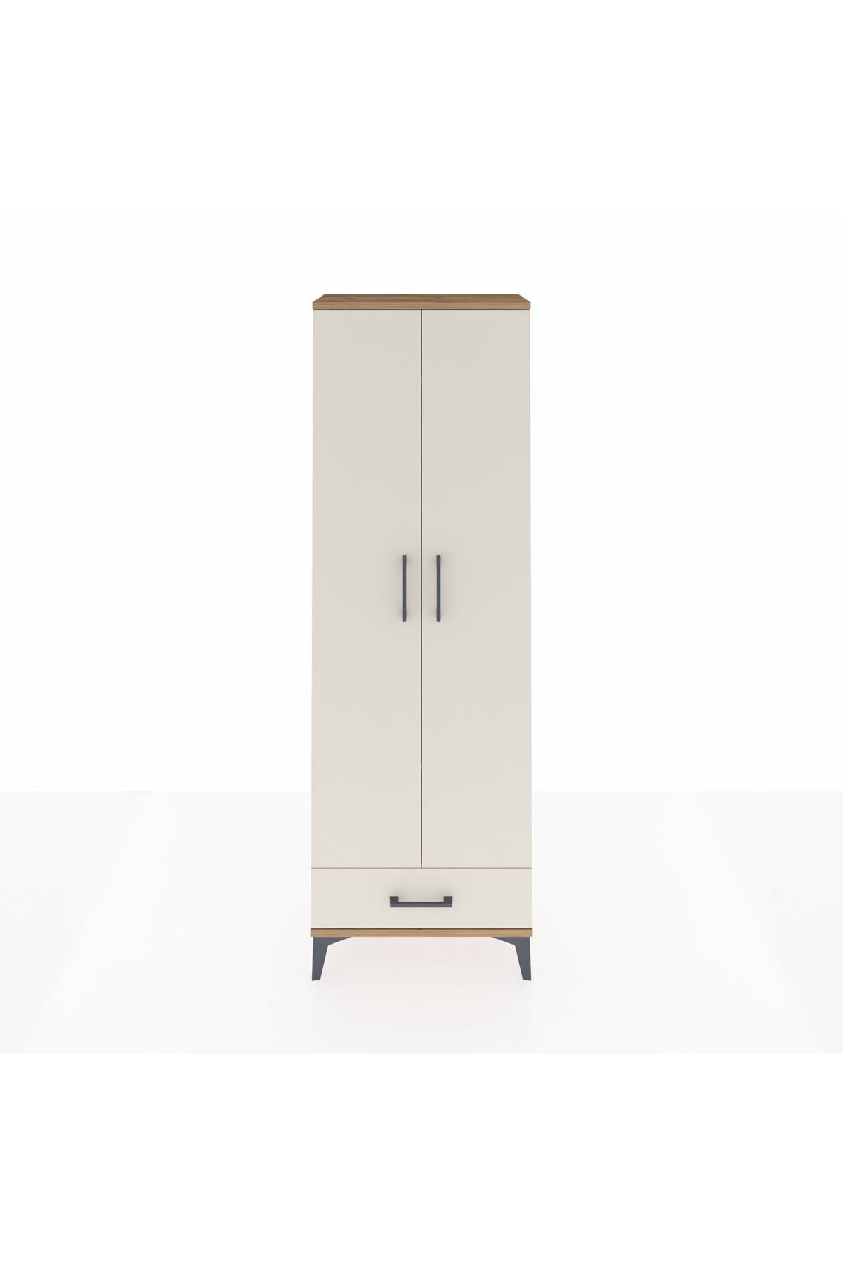 Arges Dolap 2 Raflı Tek Çekmeceli Tek Askılı 60x30x182 Çam-Aytaşı