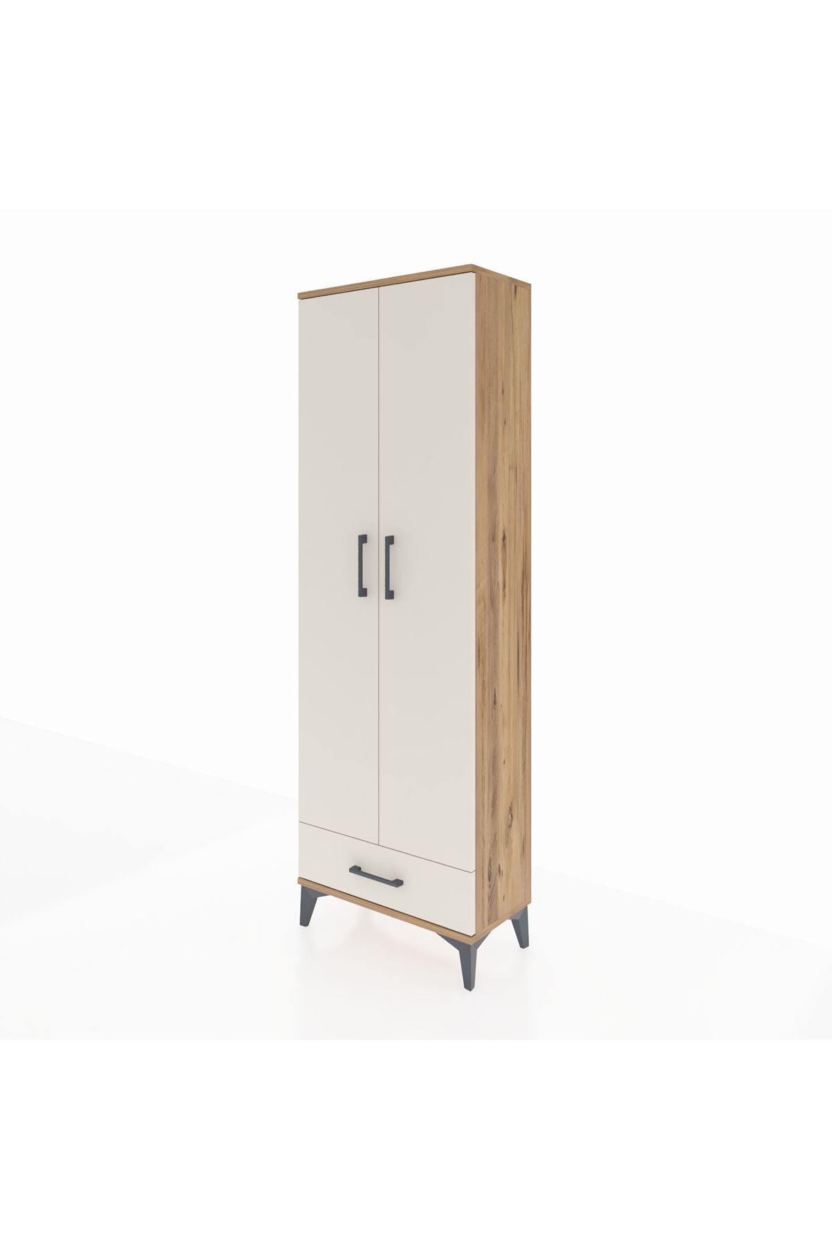 Arges Dolap 2 Raflı Tek Çekmeceli Tek Askılı 60x30x182 Çam-Aytaşı