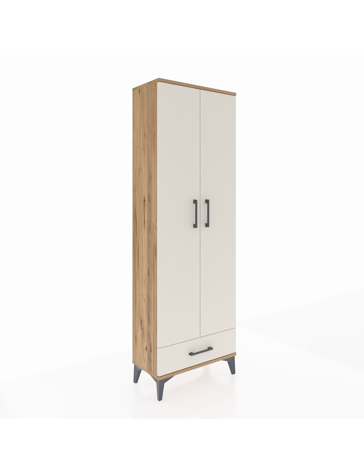 Arges Dolap 2 Raflı Tek Çekmeceli Tek Askılı 60x30x182 Çam-Aytaşı