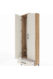 Arges Dolap 2 Raflı Tek Çekmeceli Tek Askılı 60x30x182 Çam-Aytaşı