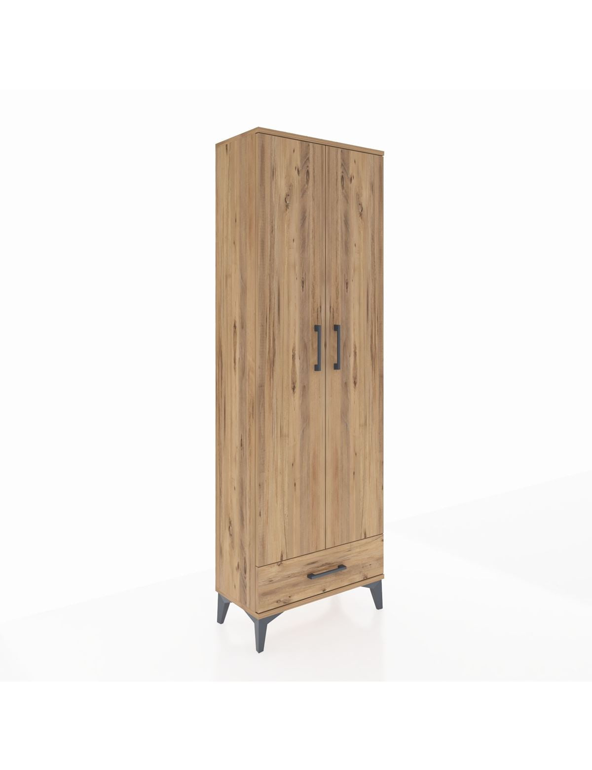 Arges Dolap 2 Raflı Tek Çekmeceli Tek Askılı 60x30x182 Çam-Çam