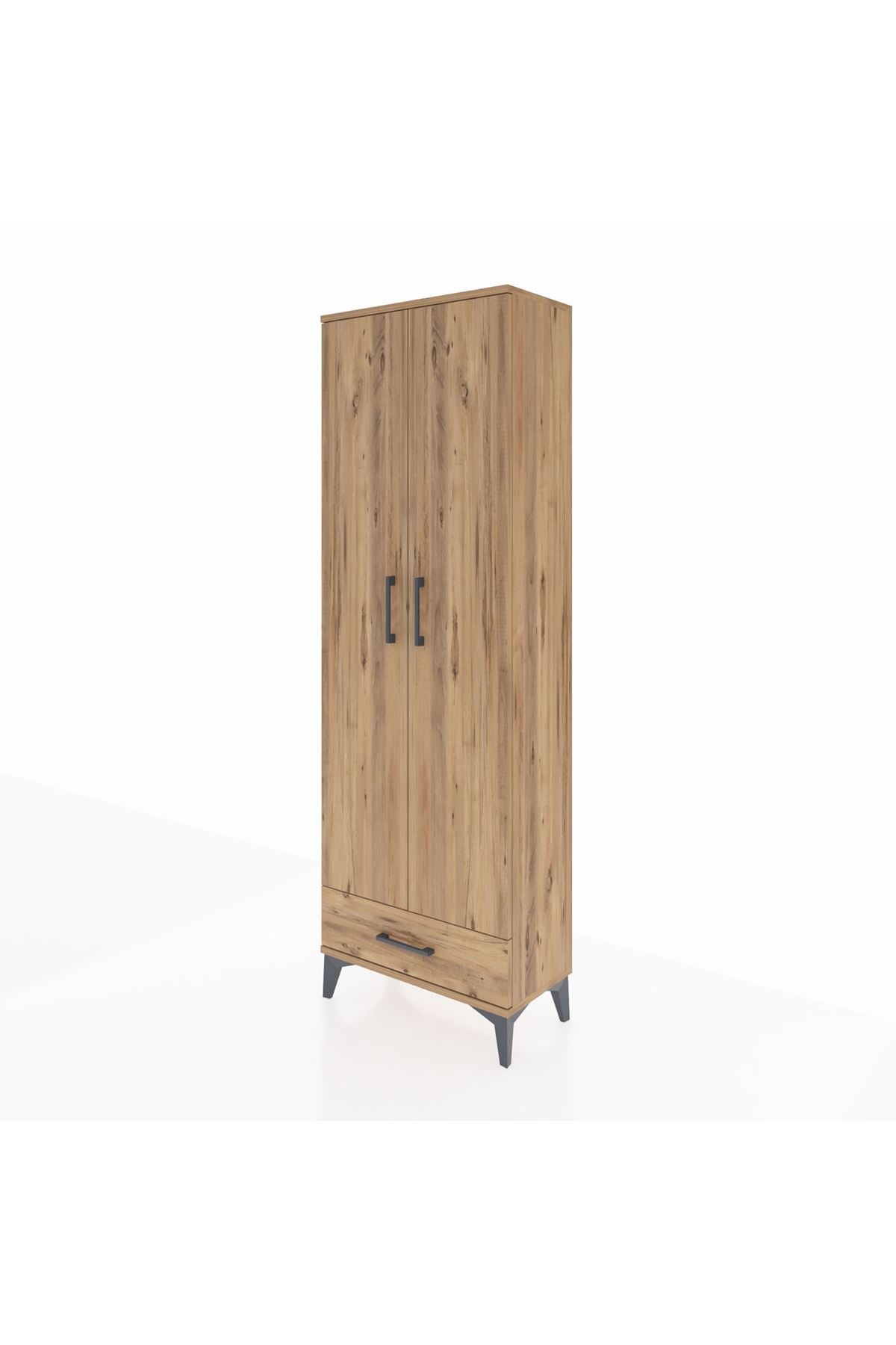 Arges Dolap 2 Raflı Tek Çekmeceli Tek Askılı 60x30x182 Çam-Çam