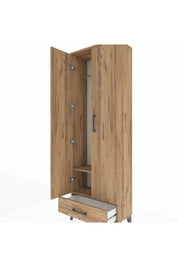 Arges Dolap 2 Raflı Tek Çekmeceli Tek Askılı 60x30x182 Çam-Çam