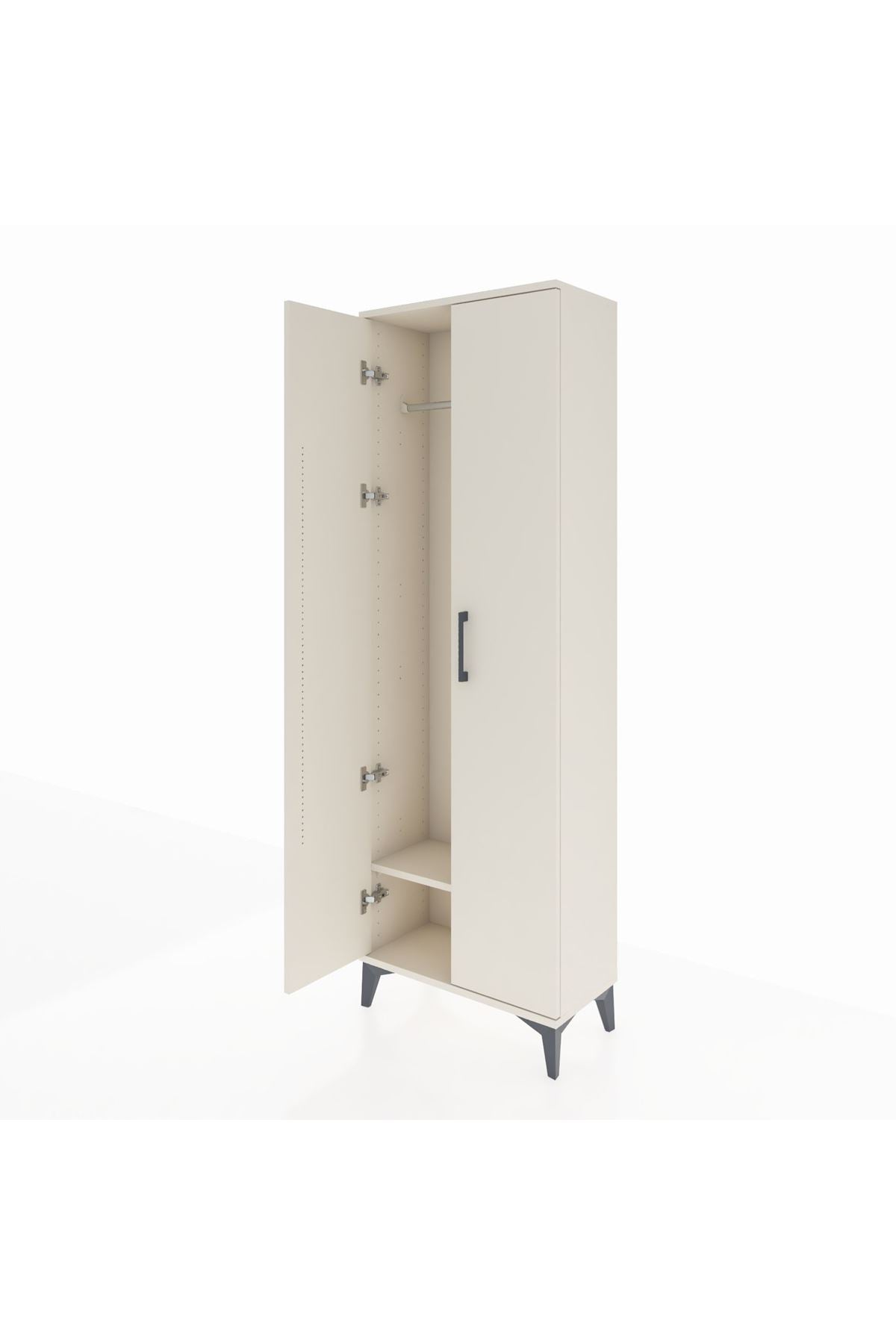 Arges Dolap Tek Raflı 2 Kapaklı Tek Askılı 60x30x182 Aytaşı-Aytaşı